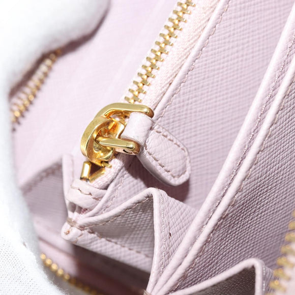 PRADA Ribbon Long Wallet Safiano leather Pink Gold Auth am11530