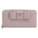 PRADA Ribbon Long Wallet Safiano leather Pink Gold Auth am11530-13