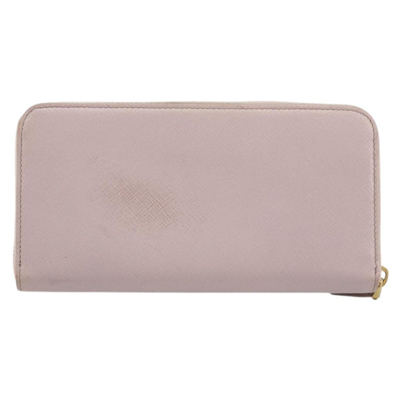 PRADA Ribbon Long Wallet Safiano leather Pink Gold Auth am11530