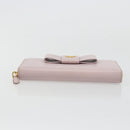PRADA Ribbon Long Wallet Safiano leather Pink Gold Auth am11530-6