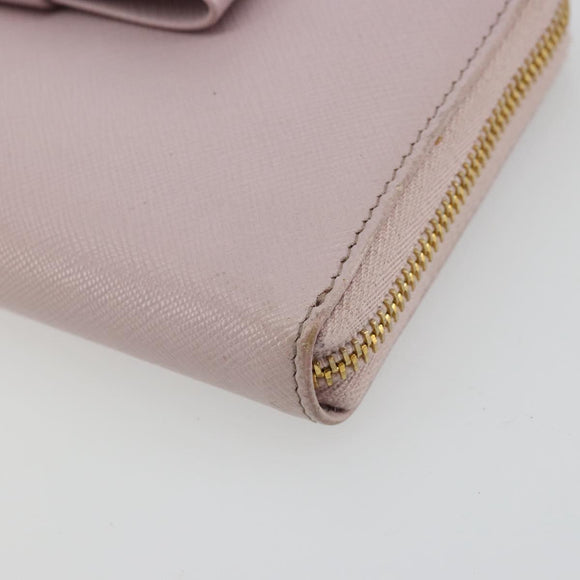 PRADA Ribbon Long Wallet Safiano leather Pink Gold Auth am11530
