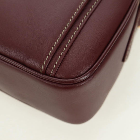 CARTIER Must Line Shoulder Bag Leather Bordeaux Gold Auth am11533A