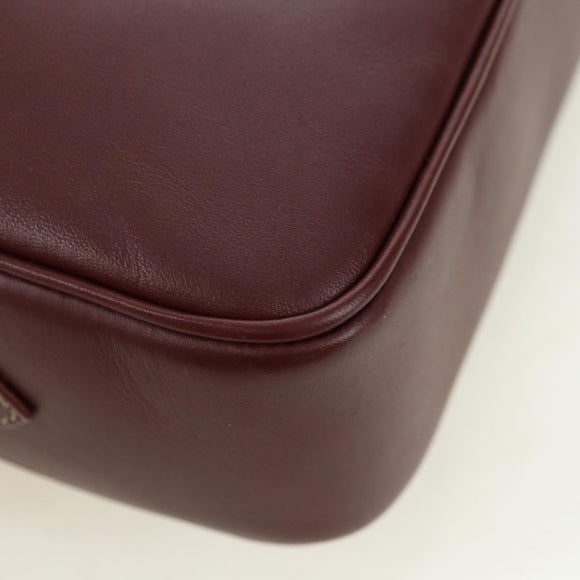 CARTIER Must Line Shoulder Bag Leather Bordeaux Gold Auth am11533A