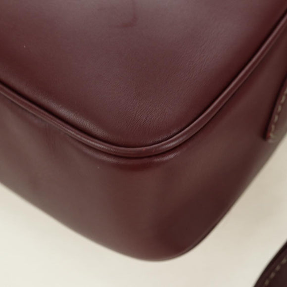 CARTIER Must Line Shoulder Bag Leather Bordeaux Gold Auth am11533A