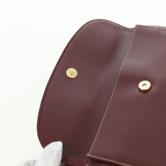 CARTIER Must Line Shoulder Bag Leather Bordeaux Gold Auth am11533A