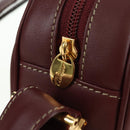 CARTIER Must Line Shoulder Bag Leather Bordeaux Gold Auth am11533A-9