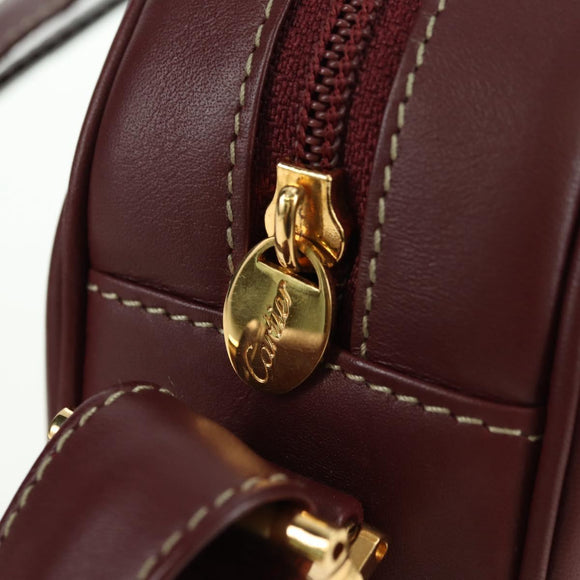CARTIER Must Line Shoulder Bag Leather Bordeaux Gold Auth am11533A