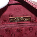 CARTIER Must Line Shoulder Bag Leather Bordeaux Gold Auth am11533A-21