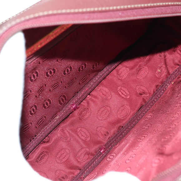 CARTIER Must Line Shoulder Bag Leather Bordeaux Gold Auth am11533A