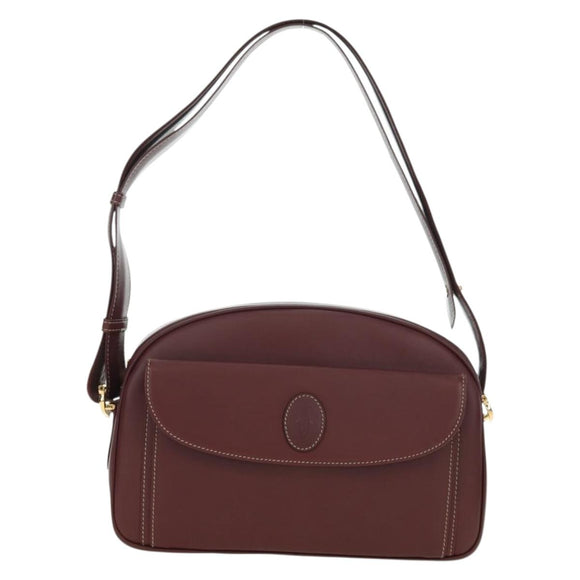 CARTIER Must Line Shoulder Bag Leather Bordeaux Gold Auth am11533A