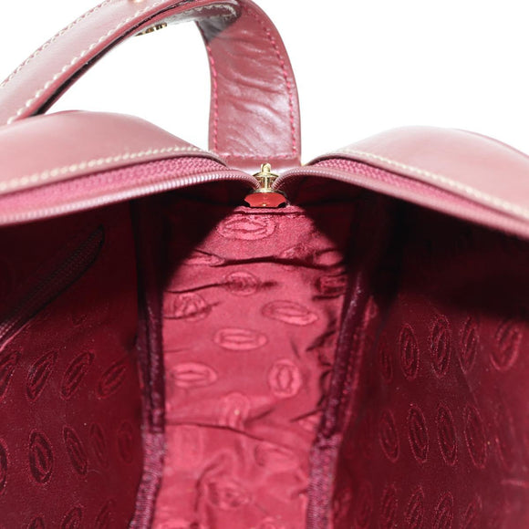 CARTIER Must Line Shoulder Bag Leather Bordeaux Gold Auth am11533A