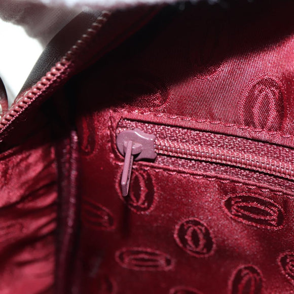 CARTIER Must Line Shoulder Bag Leather Bordeaux Gold Auth am11533A