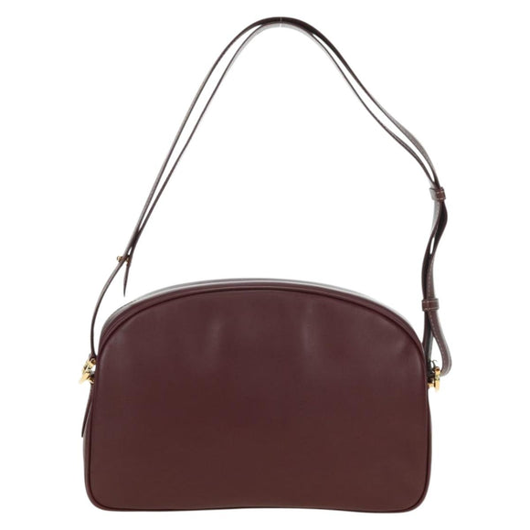 CARTIER Must Line Shoulder Bag Leather Bordeaux Gold Auth am11533A