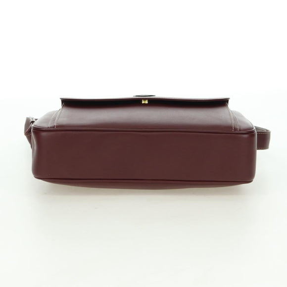 CARTIER Must Line Shoulder Bag Leather Bordeaux Gold Auth am11533A