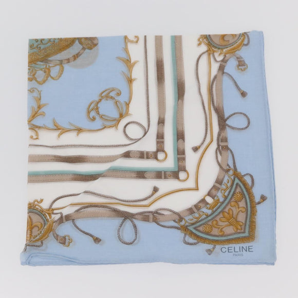 CELINE Handkerchief Cotton 2 Pieces Set Green Light Blue Auth am11541A