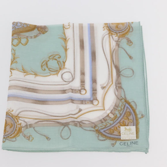CELINE Handkerchief Cotton 2 Pieces Set Green Light Blue Auth am11541A