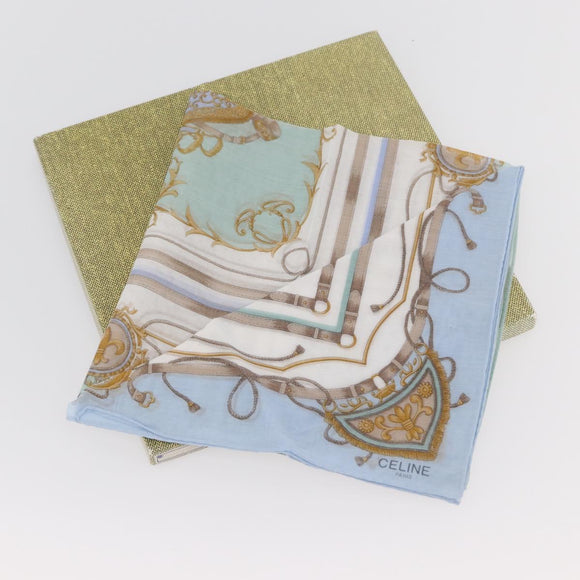 CELINE Handkerchief Cotton 2 Pieces Set Green Light Blue Auth am11541A