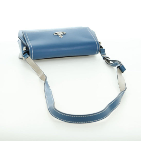 Vivienne Westwood Shoulder Bag Leather Blue Silver Auth am11542A