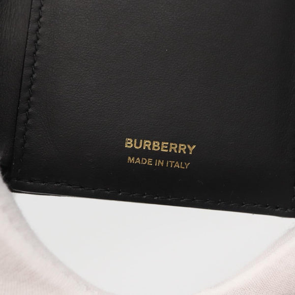 BURBERRY Roller Trifold Wallet Leather Black Gold Auth am11546V