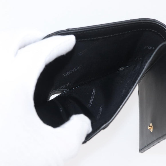 BURBERRY Roller Trifold Wallet Leather Black Gold Auth am11546V