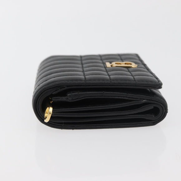 BURBERRY Roller Trifold Wallet Leather Black Gold Auth am11546V