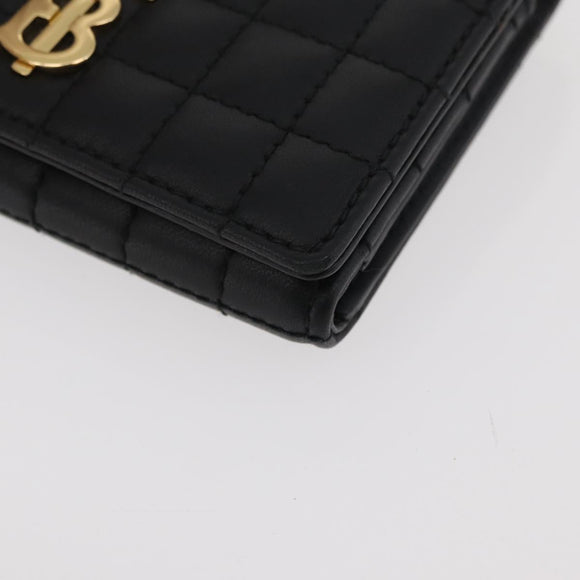 BURBERRY Roller Trifold Wallet Leather Black Gold Auth am11546V