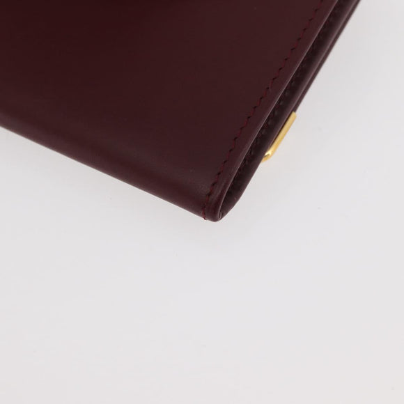CARTIER Must Line Coin Purse Leather Bordeaux Gold Auth am11548V