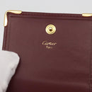 CARTIER Must Line Coin Purse Leather Bordeaux Gold Auth am11548V-17