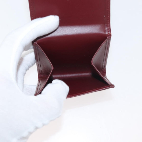 CARTIER Must Line Coin Purse Leather Bordeaux Gold Auth am11548V