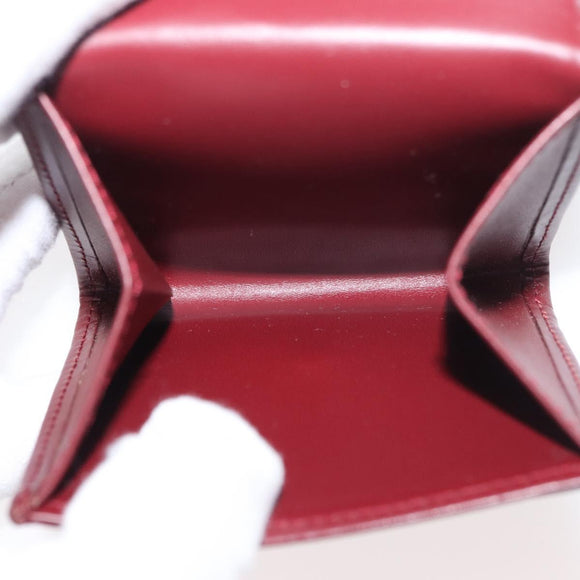 CARTIER Must Line Coin Purse Leather Bordeaux Gold Auth am11548V