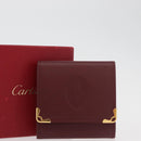 CARTIER Must Line Coin Purse Leather Bordeaux Gold Auth am11548V-12