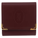 CARTIER Must Line Coin Purse Leather Bordeaux Gold Auth am11548V-13