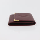 CARTIER Must Line Coin Purse Leather Bordeaux Gold Auth am11548V-3
