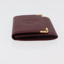 CARTIER Must Line Coin Purse Leather Bordeaux Gold Auth am11548V-4