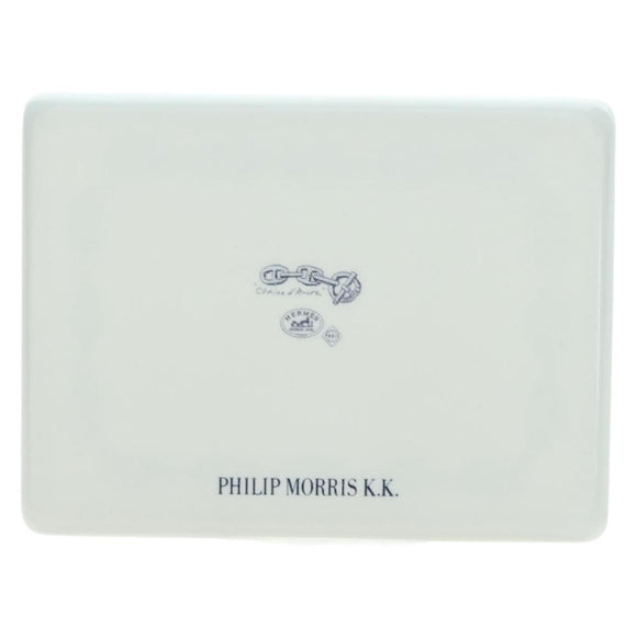 HERMES Shane Dunkle Plate Pottery White Navy Auth am11550A