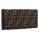 FENDI Zucca Canvas Long Wallet Black Brown Auth am11551V-1