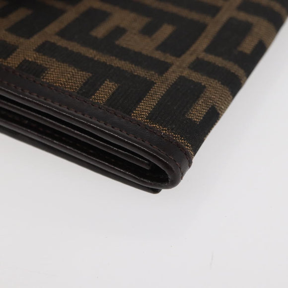 FENDI Zucca Canvas Long Wallet Black Brown Auth am11551V