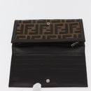 FENDI Zucca Canvas Long Wallet Black Brown Auth am11551V-8