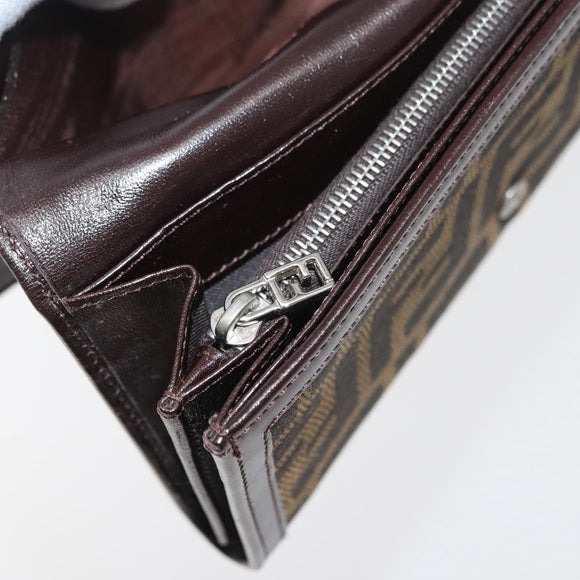 FENDI Zucca Canvas Long Wallet Black Brown Auth am11551V