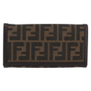 FENDI Zucca Canvas Long Wallet Black Brown Auth am11551V-13