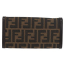 FENDI Zucca Canvas Long Wallet Black Brown Auth am11551V-2