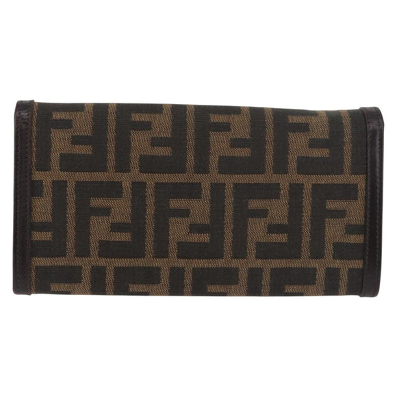 FENDI Zucca Canvas Long Wallet Black Brown Auth am11551V