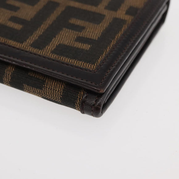 FENDI Zucca Canvas Long Wallet Black Brown Auth am11551V