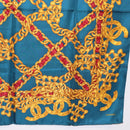 CHANEL Chain Accessory Pattern Scarf Silk Blue CC Auth am11561A-10