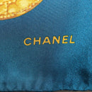 CHANEL Chain Accessory Pattern Scarf Silk Blue CC Auth am11561A-11