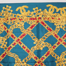 CHANEL Chain Accessory Pattern Scarf Silk Blue CC Auth am11561A-14
