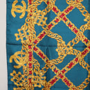 CHANEL Chain Accessory Pattern Scarf Silk Blue CC Auth am11561A-16