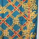 CHANEL Chain Accessory Pattern Scarf Silk Blue CC Auth am11561A-18
