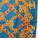 CHANEL Chain Accessory Pattern Scarf Silk Blue CC Auth am11561A-7