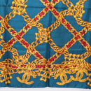 CHANEL Chain Accessory Pattern Scarf Silk Blue CC Auth am11561A-9